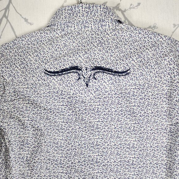 Cowboy Hardware Blue Floral 100% Cotton Pearl Snap Western Shirt - Picture 5 of 7